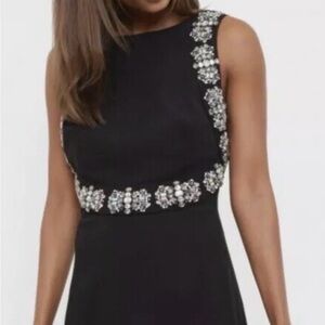 Ted Baker TUXEDO Black Backless Dress with Silver Embellishments